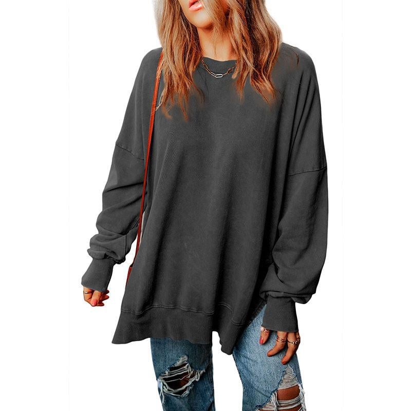Solid Color Loose Pullover Top
