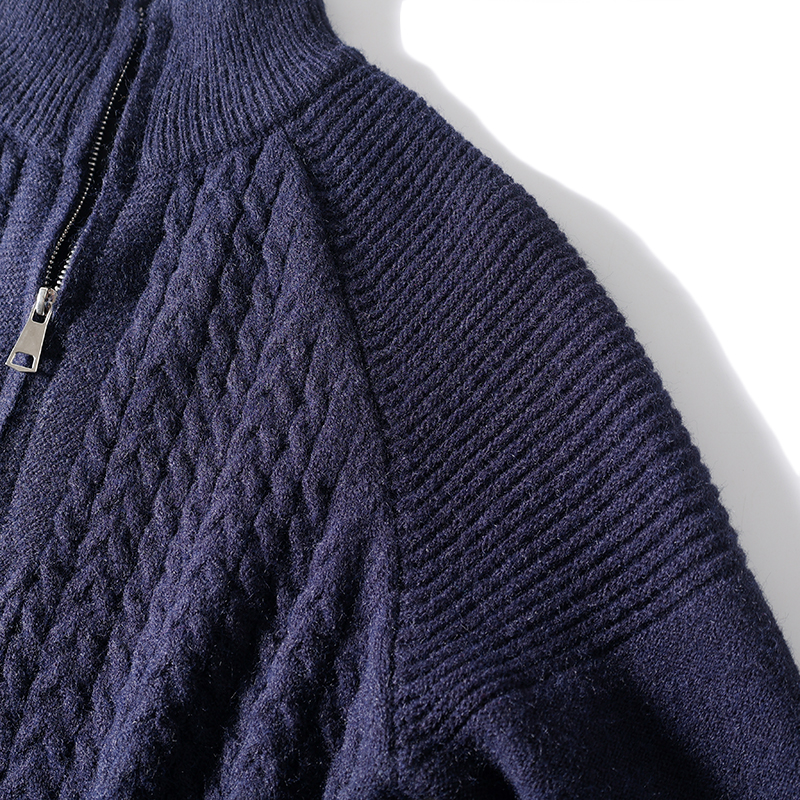Turtleneck Twist Sweater in Navy Blue
