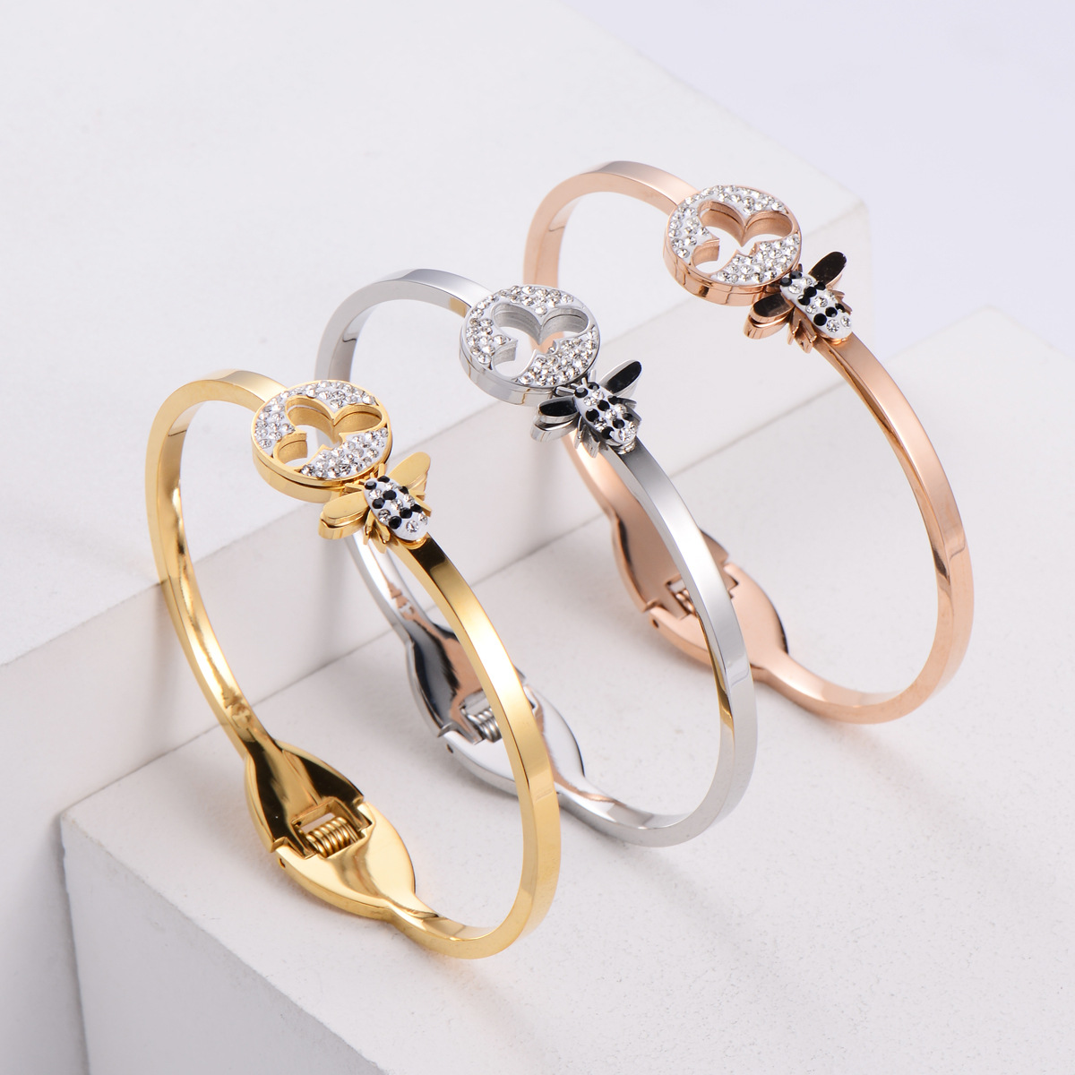 Bee Rhinestone Bracelet on wrist