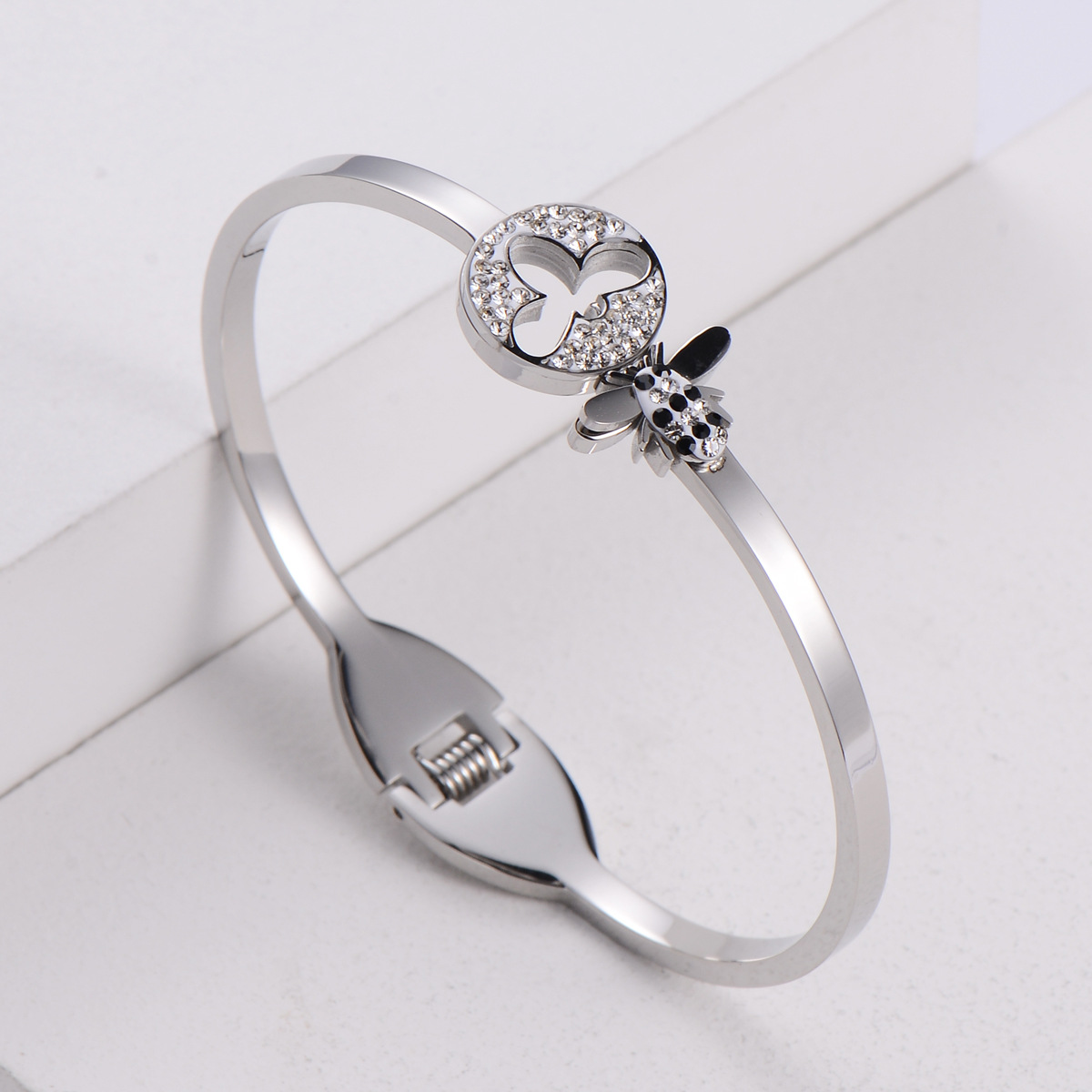 Close-up of Bee Rhinestone Bracelet