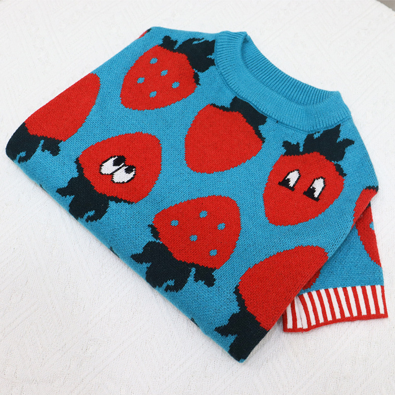 Blue Strawberry Sweater - Side View