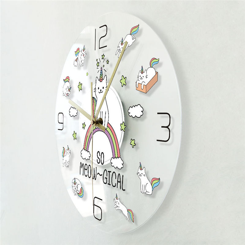 Acrylic Cute Cat Horn Beast Color Wall Clock 5
