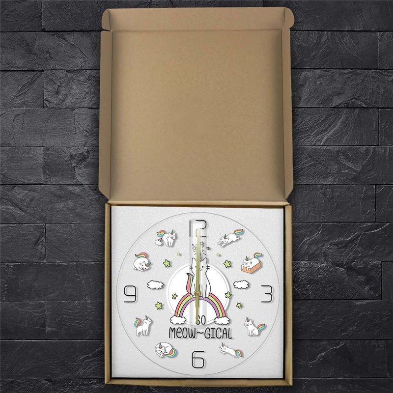 Acrylic Cute Cat Horn Beast Color Wall Clock 3