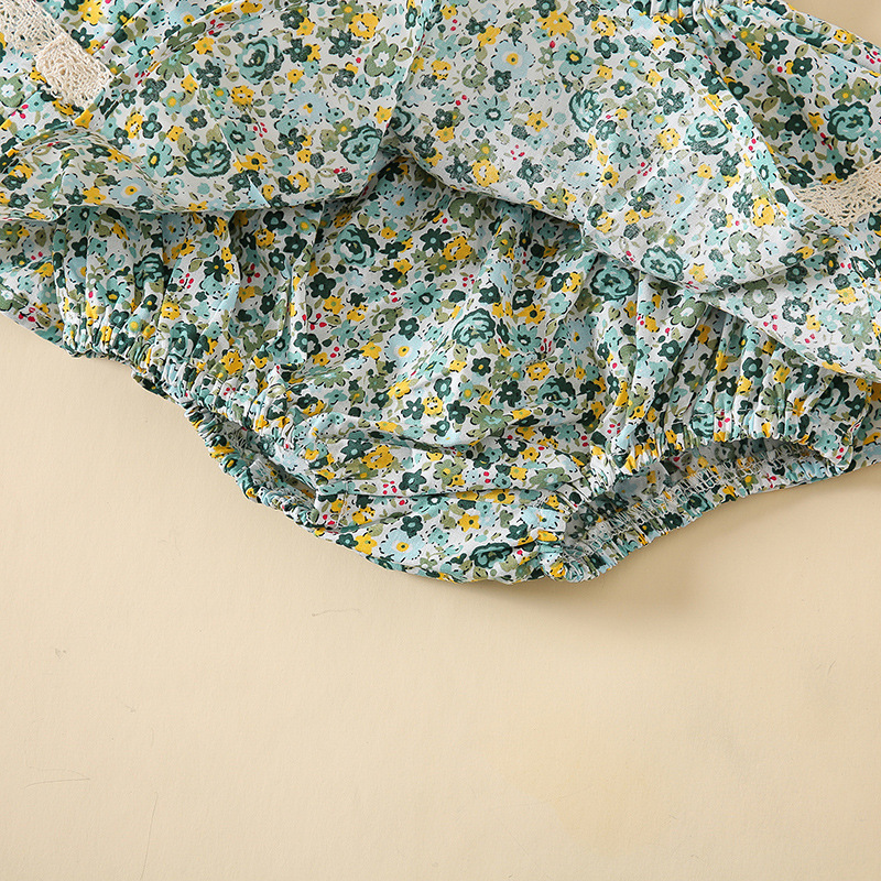 blauw Bloemen rokje met kanten rand