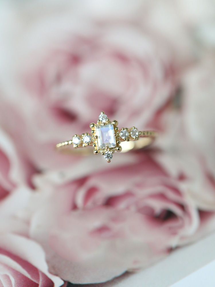 Moonlight Stone Plated S925 Silver Love Heart Ring - Side View