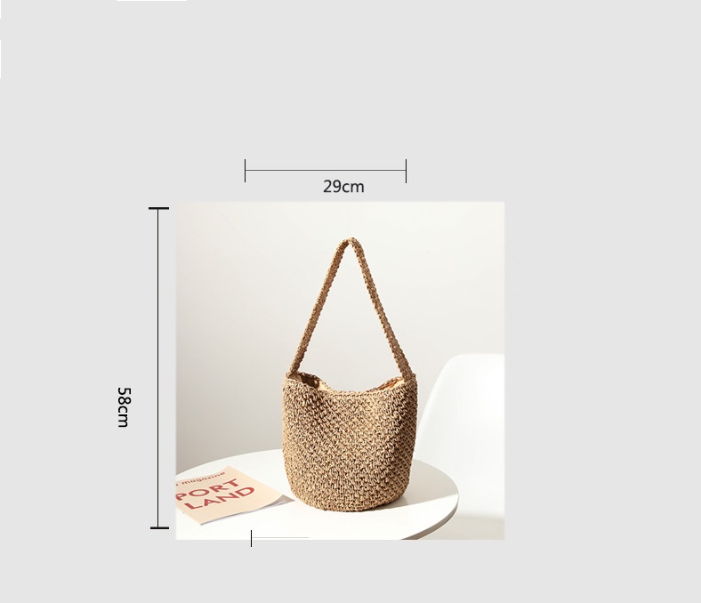 Bolso de Paja Tejido a Mano para Mujeres Holiday - Beige