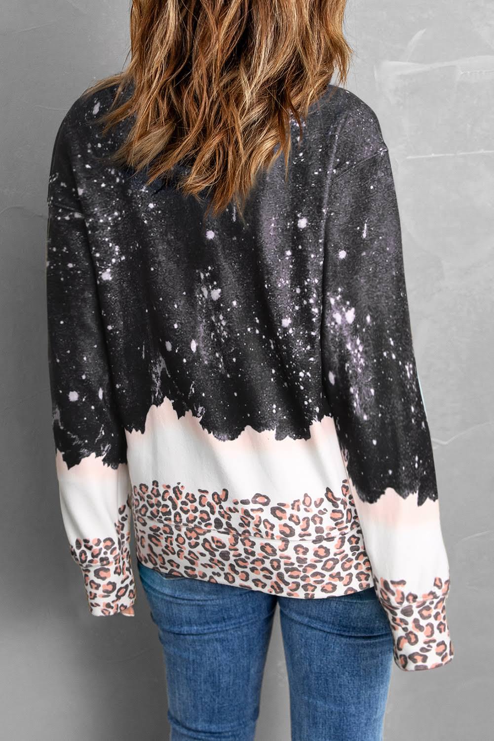 Leopard Splicing Loose Sweater Image 4