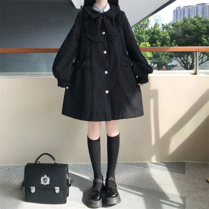 Japanese Cute Little Doll Collar Woolen Coat