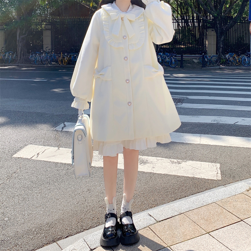 Japanese Cute Little Doll Collar Woolen Coat
