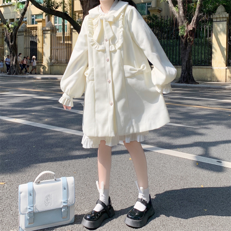 Japanese Cute Little Doll Collar Woolen Coat