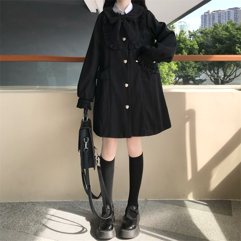 Japanese Cute Little Doll Collar Woolen Coat