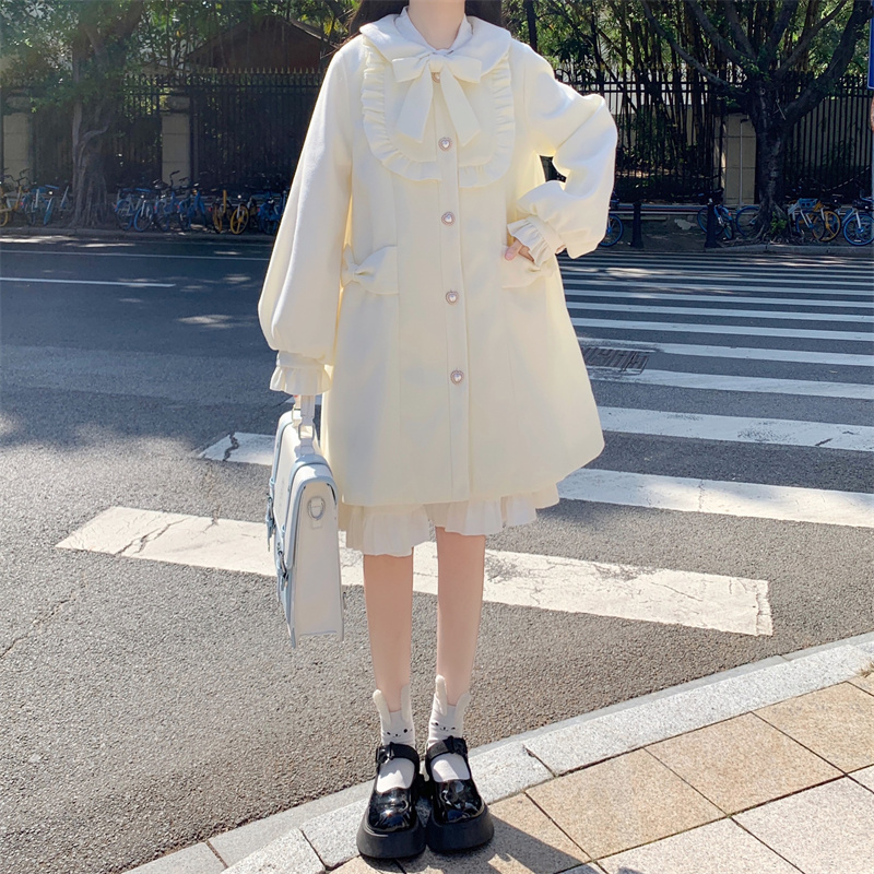 Japanese Cute Little Doll Collar Woolen Coat