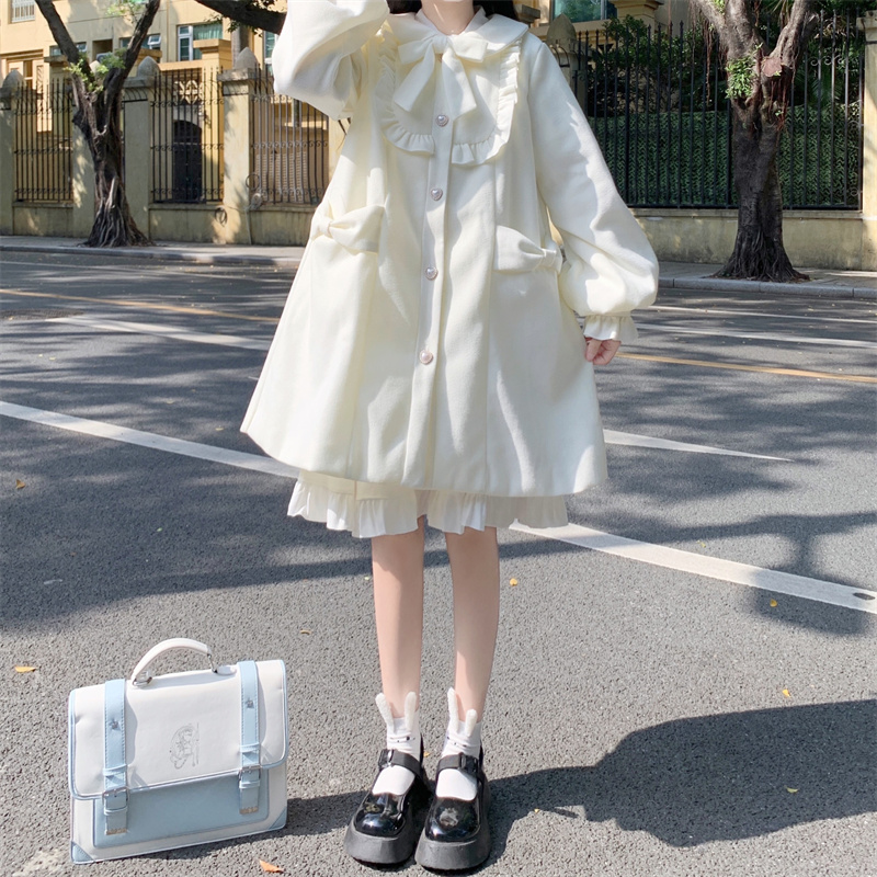 Japanese Cute Little Doll Collar Woolen Coat