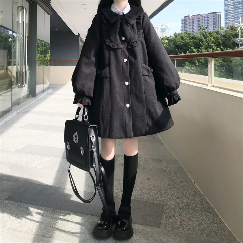 Japanese Cute Little Doll Collar Woolen Coat