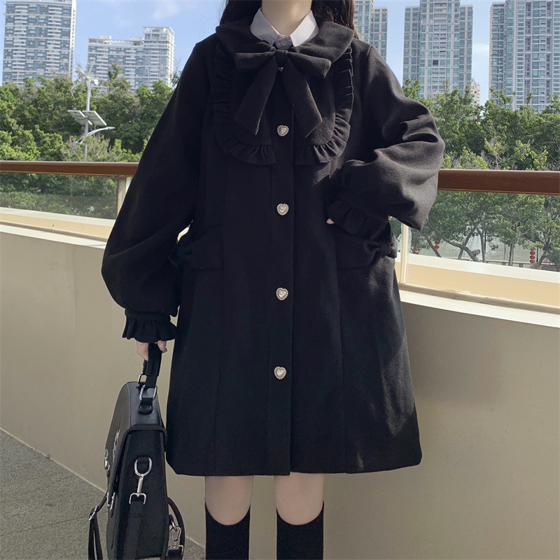 Japanese Cute Little Doll Collar Woolen Coat