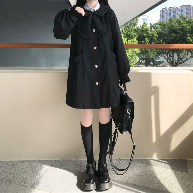 Japanese Cute Little Doll Collar Woolen Coat