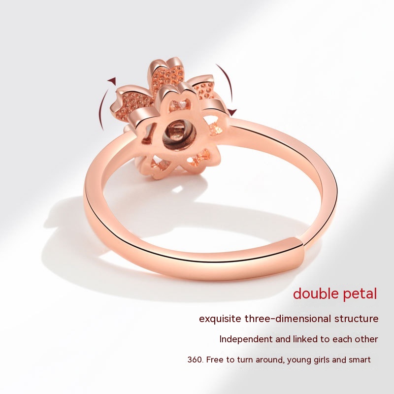 Creative Rotating Peach Blossom Ring Image 3