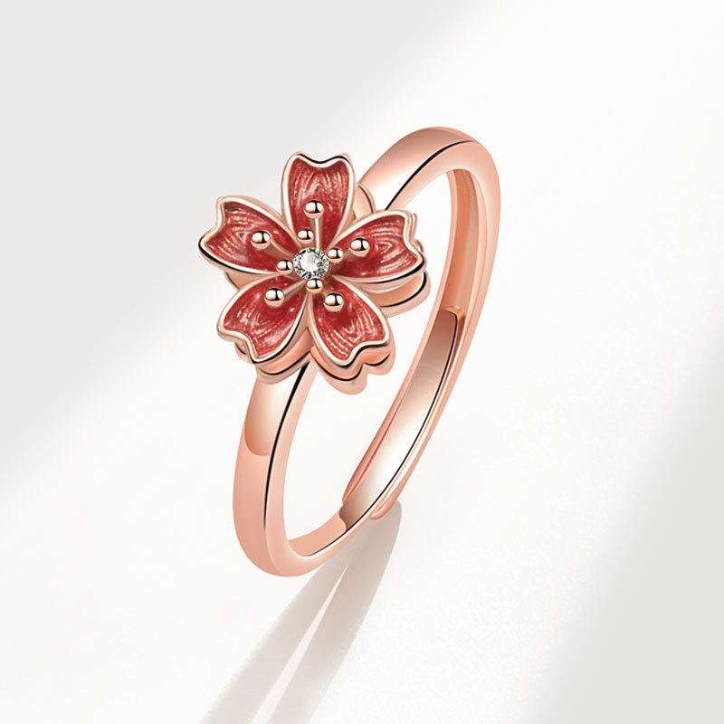 Creative Rotating Peach Blossom Ring Image 2