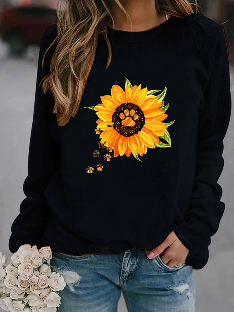 Round Neck Print Sweatshirt