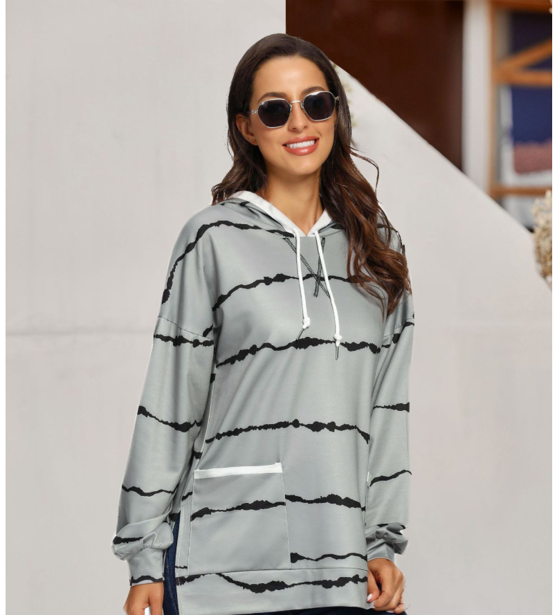 Women's Printed Striped Sweater Image 2