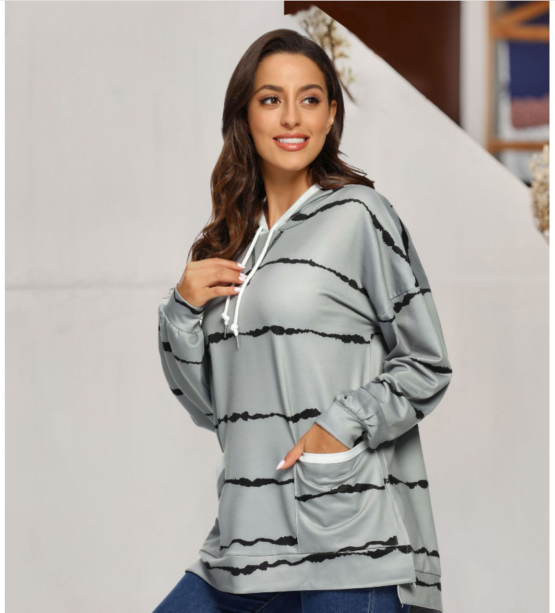 Women's Printed Striped Sweater Image 3