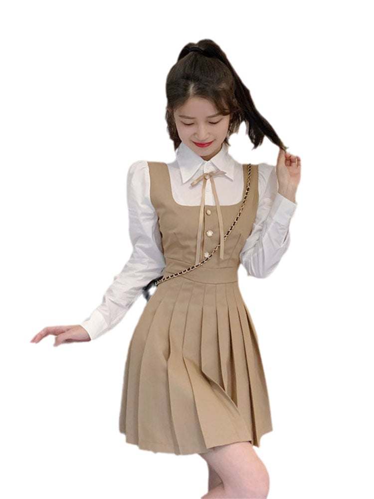 Elegant Design of Pleated Shirt Dress