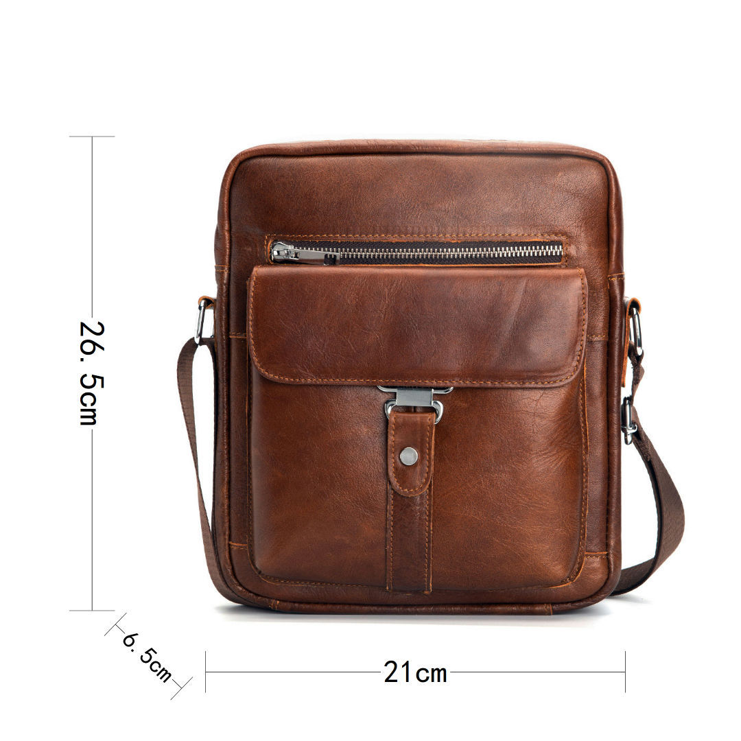 Men's Leather One-shoulder Briefcase - Side View