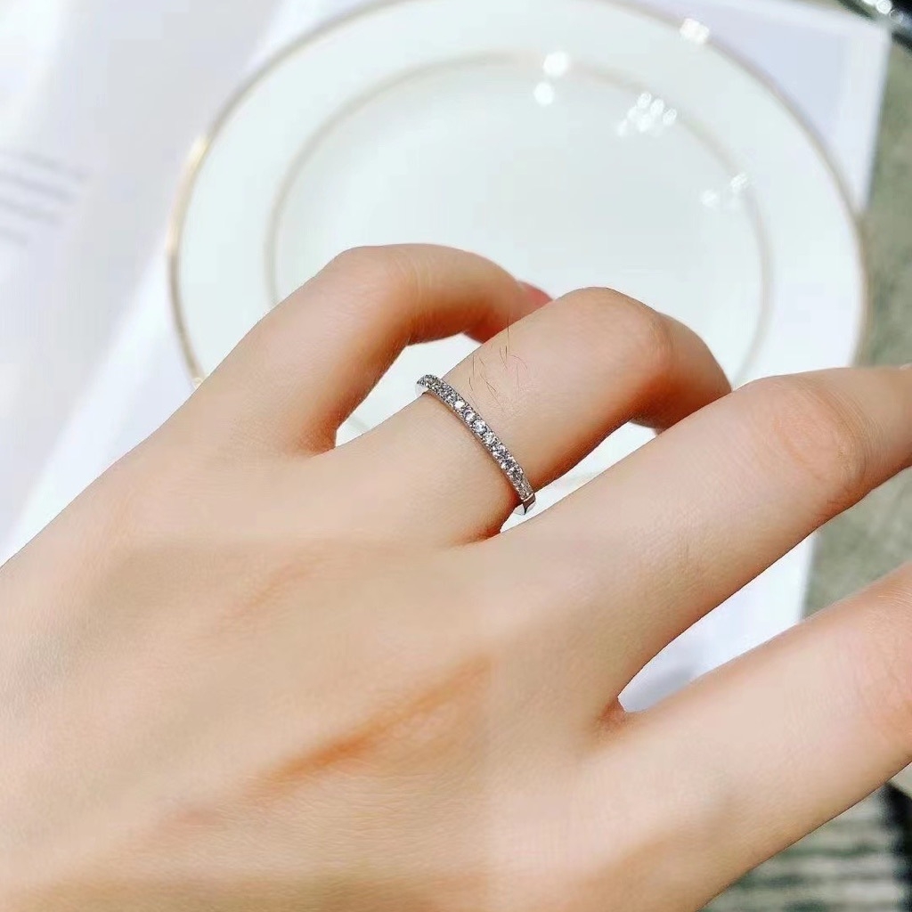 Women's S925 Silver Plated D Color Moissanite Row Ring Image 1