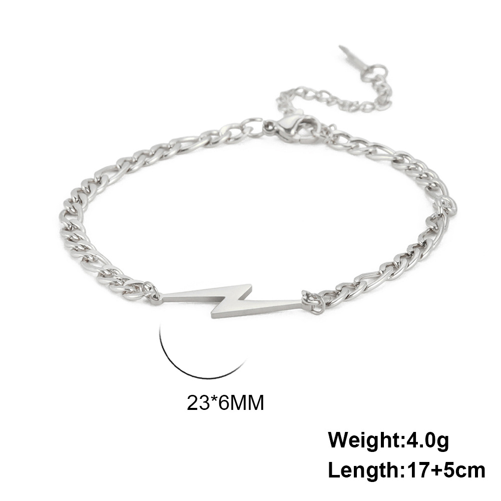 Double Hole Lightning Pendant Bracelet - Gold