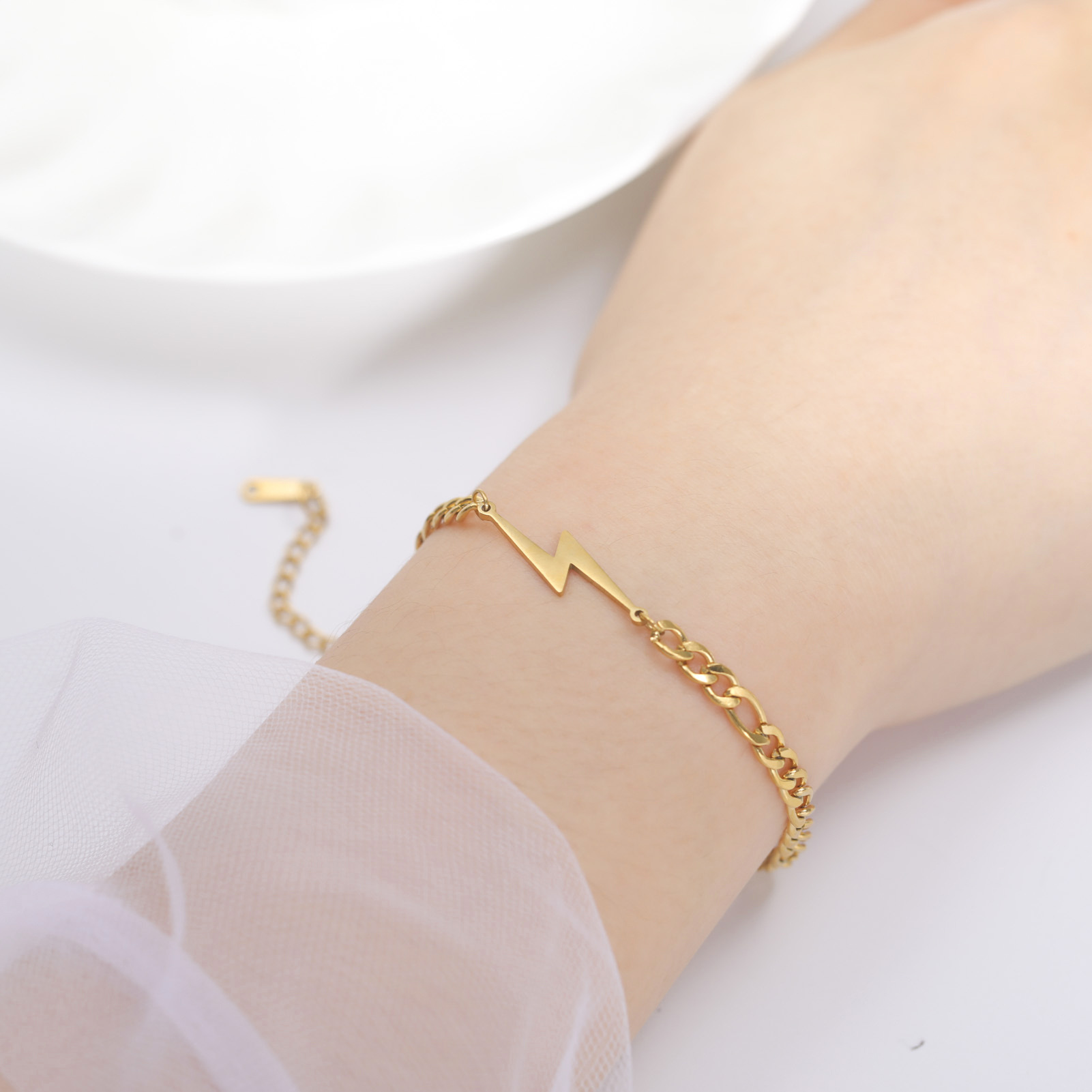 Double Hole Lightning Pendant Bracelet - Elegant Look