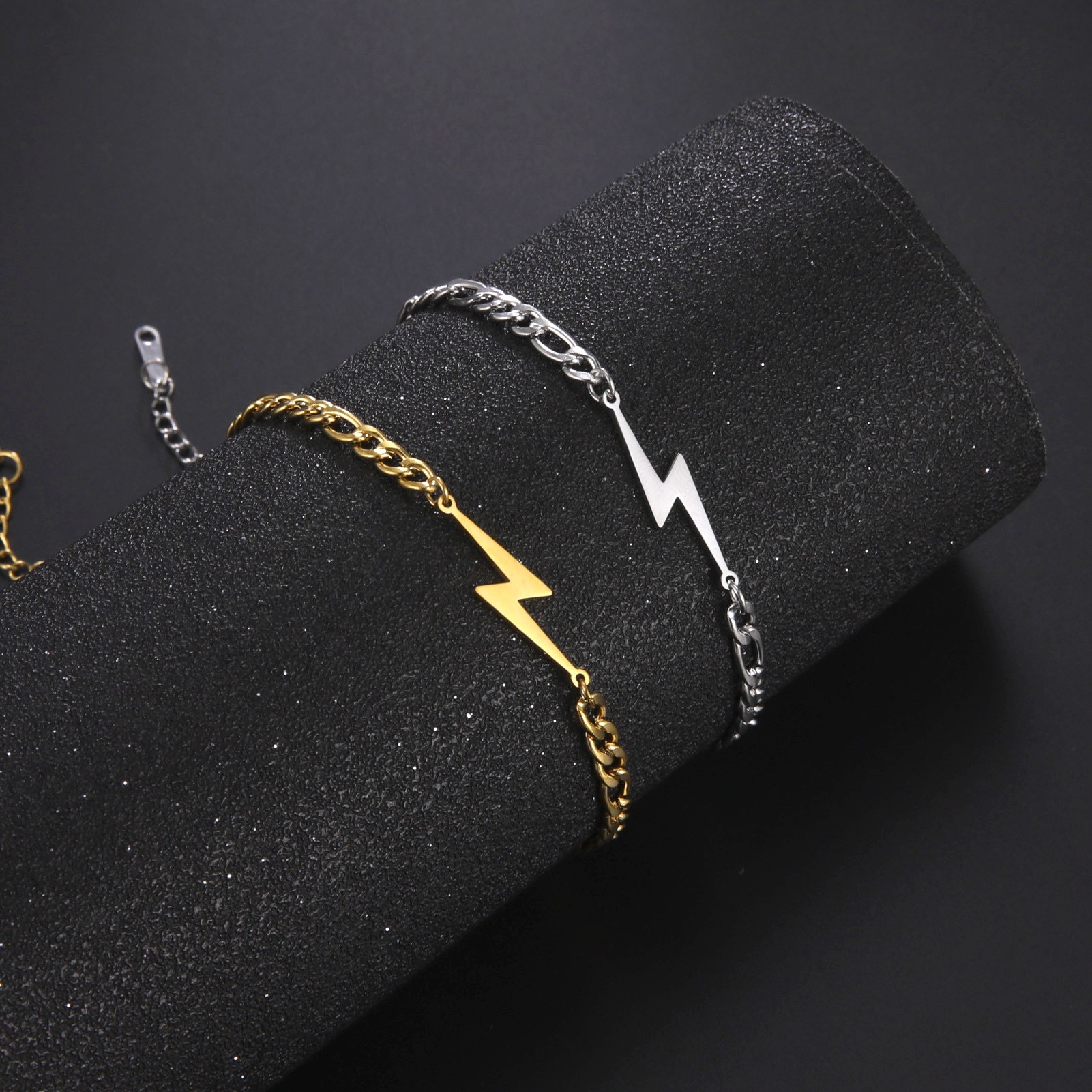 Double Hole Lightning Pendant Bracelet - Close Up