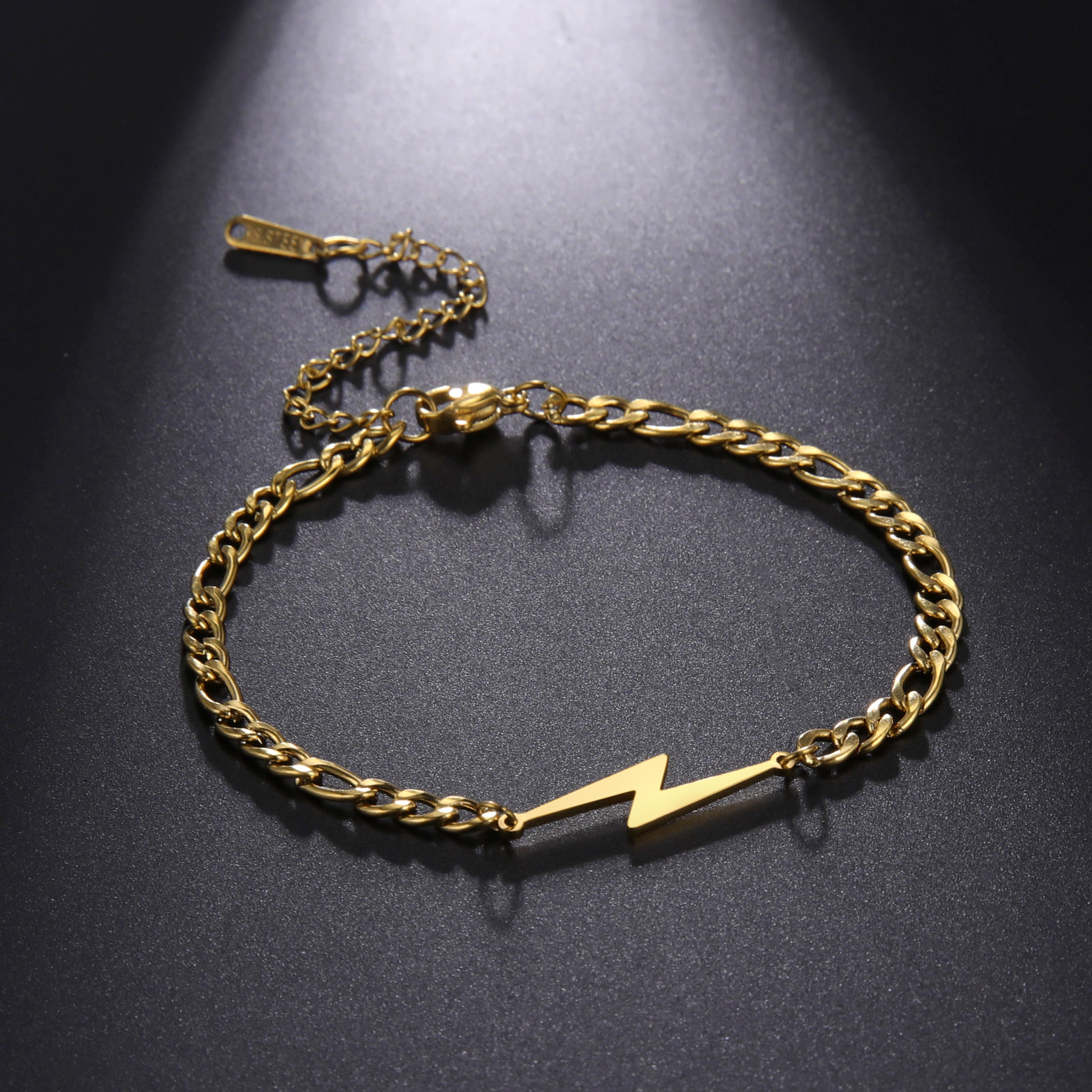 Double Hole Lightning Pendant Bracelet - Gold Variant