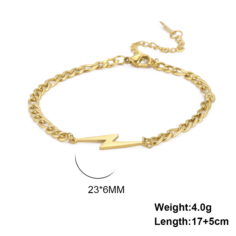 Double Hole Lightning Pendant Bracelet - White