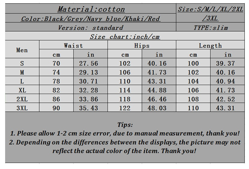 Men's Sports Pants Color Options