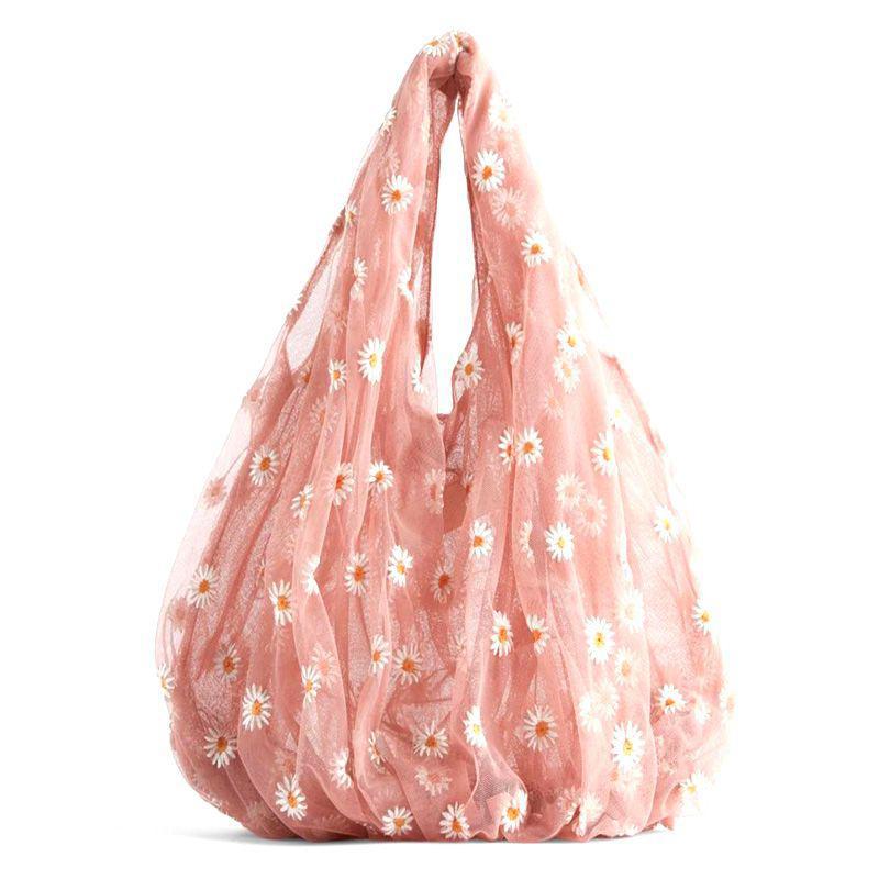 Mesh Daisy Bag Tote - Pink