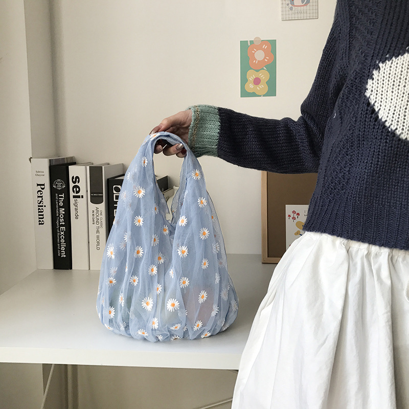 Mesh Daisy Bag Tote - Blue