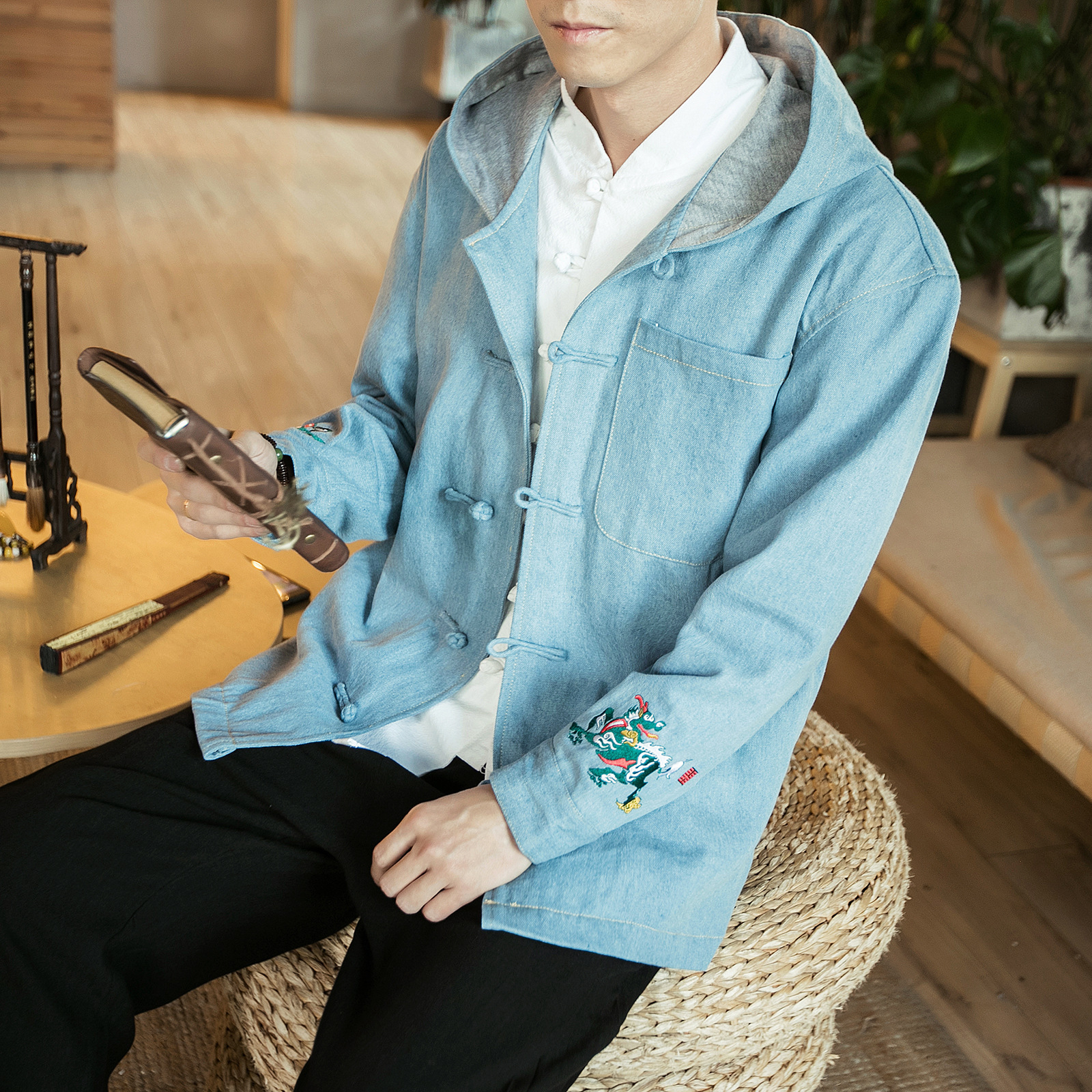 Men's Japanese Casual Denim Hooded Jacket - Lifestyle