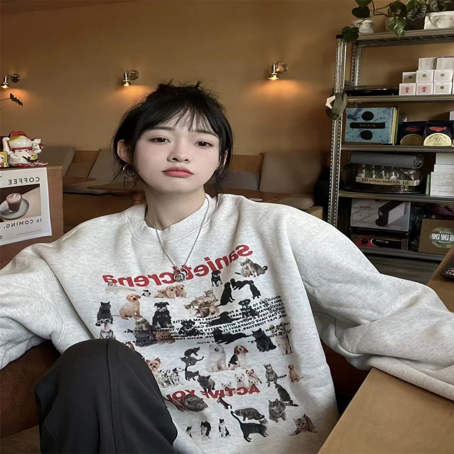 Retro Cartoon Cat Puppy Sweater Image 2