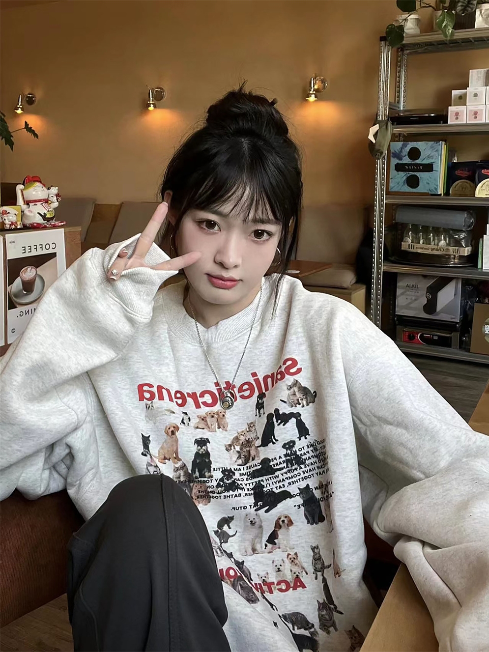 Retro Cartoon Cat Puppy Sweater Image 3