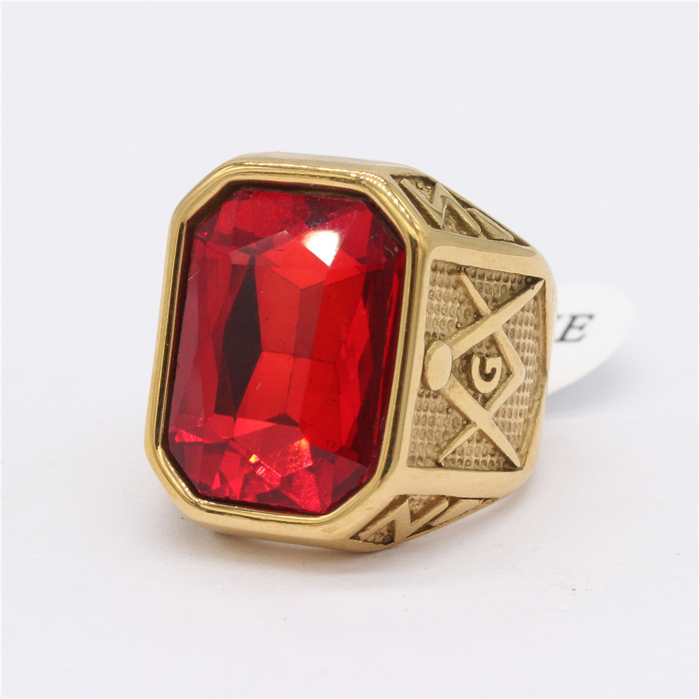 Retro Masonic Gem Ring 3