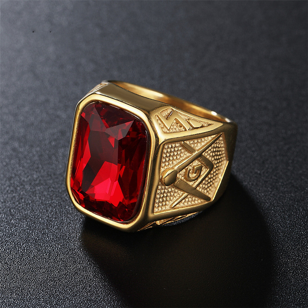 Retro Masonic Gem Ring 1
