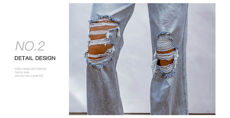 Ripped Hollow-out Wide-leg Cropped Pants