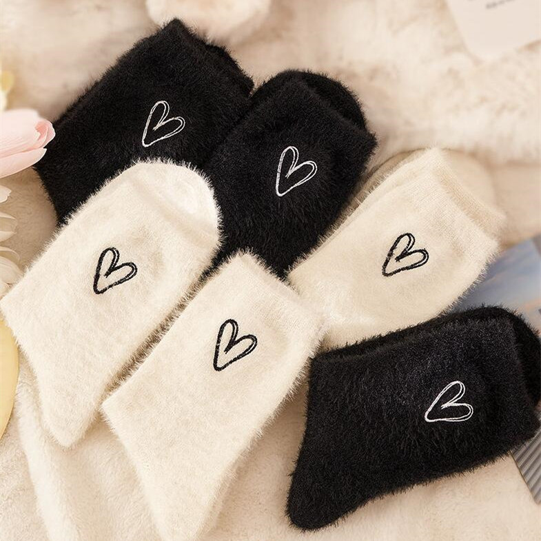 Mink Cashmere Socks - Love White