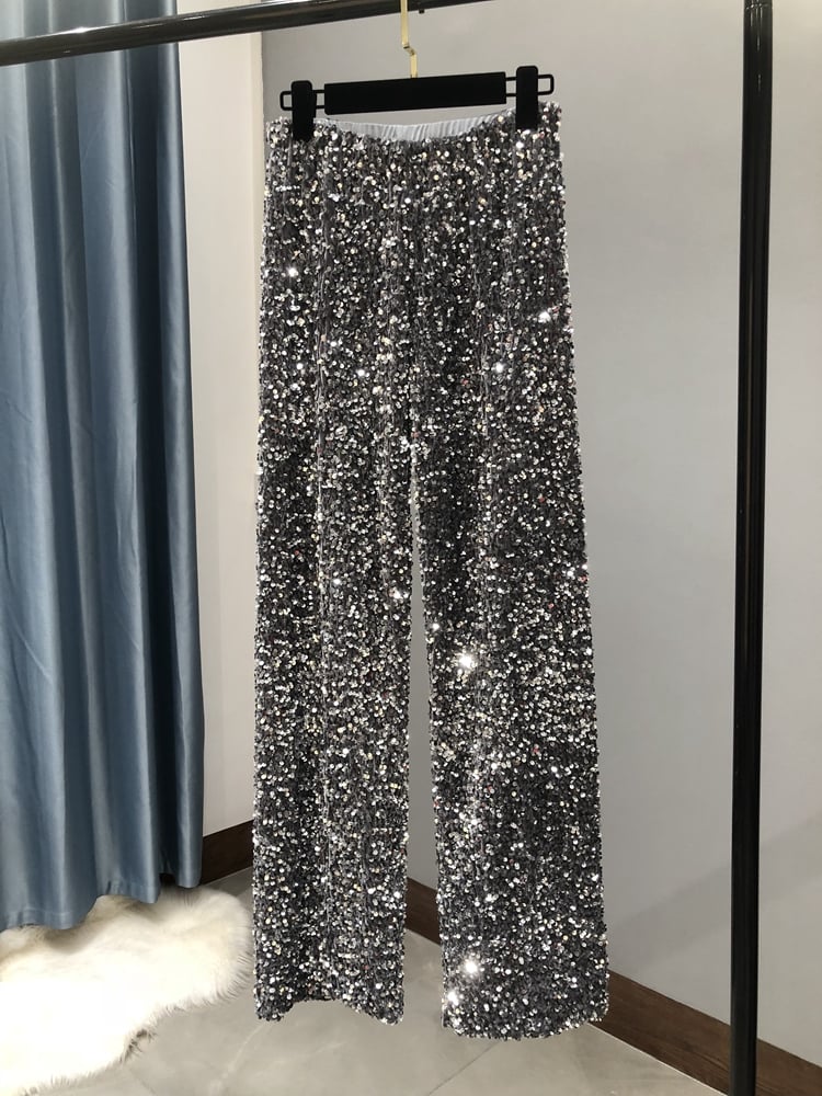 Elegant Sequined Pants - Detail View