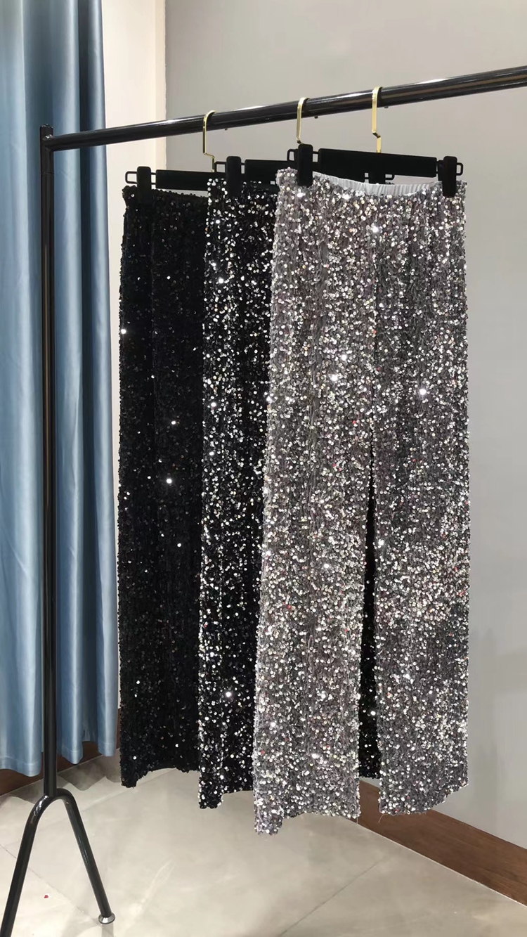 Women's Sequined Pants - Silver