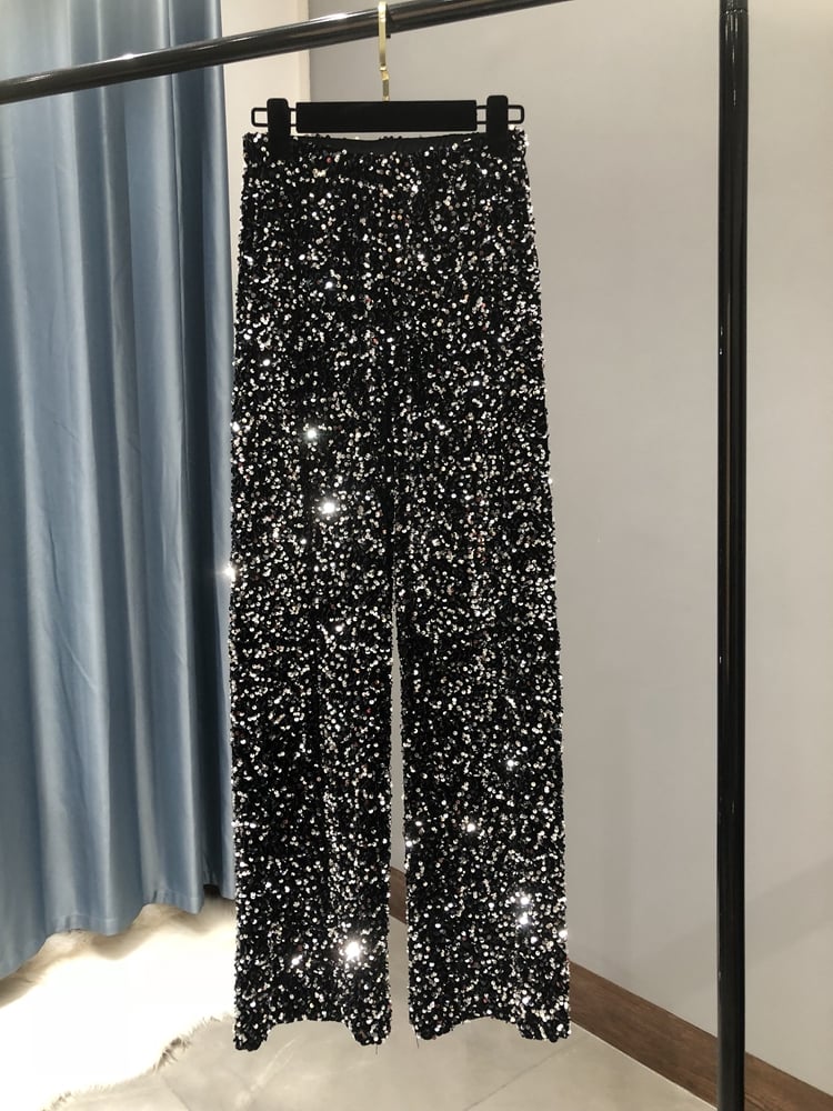 High Waist Sequined Pants - Side View