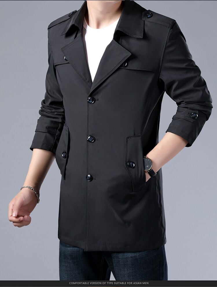 Spring and Autumn Men's Trench Coat 4