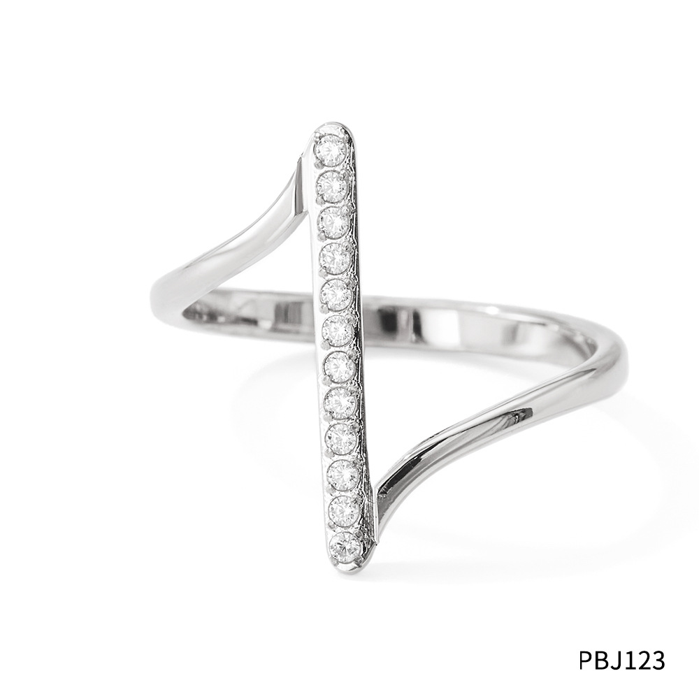 Micro Inlaid Zircon Wave Word Index Finger Ring 2