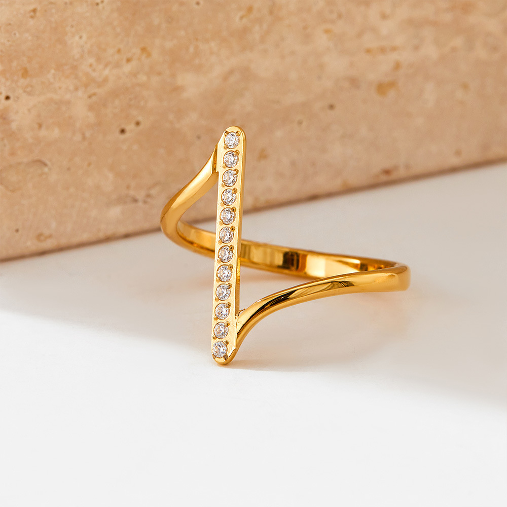 Micro Inlaid Zircon Wave Word Index Finger Ring 3