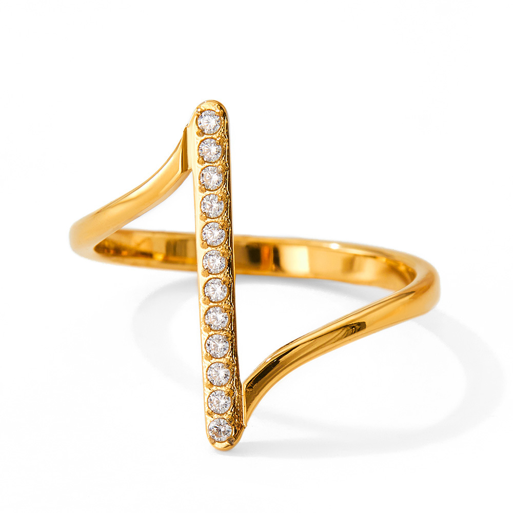 Micro Inlaid Zircon Wave Word Index Finger Ring 1